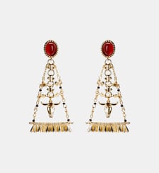 Boucles d'oreilles pendantes chaînes et tête de buffle ELIM Hipanema