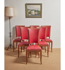 Lot de 6 chaises en skaï Alma N°1080- Produit chiné Debongout