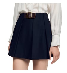 Jupe courte plissée en laine Sandro
