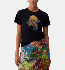 T-shirt avec imprimé et applications Liu Jo