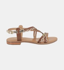 Sandales plates en cuir à brides tressées HOMONGO Les Tropeziennes par M. Belarbi