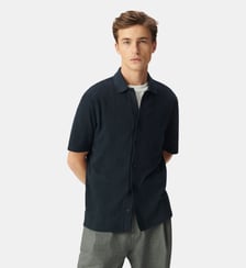 Chemise manches courtes en maille rayures relief Ikks