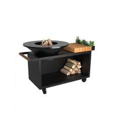Brasero Island Black 100 Pro Teak Wood OI4B100W Ofyr