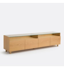 Meuble TV hifi XL, 4 portes, plateau verre La Redoute Interieurs