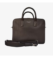 Sac ordinateur 14 pouces en cuir de vachette marron foncé Biarritz Serge Blanco