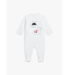 grenouillère Berthe en coton sérigraphié "Doudou nuages" blanc Agnès b.