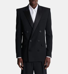 Blazer en grain de poudre avec revers en satin Balmain