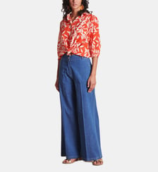 Pantalon droit et large fluide en jean taille haute La Fée Maraboutée
