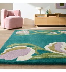 Tapis motif floral, tufté main, en pure laine La Redoute Interieurs