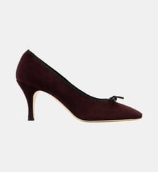 Bay - Escarpins En Cuir Chèvre Velours Bordeaux Parallèle