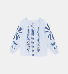 Blouse manches longues col rond imprimé broderie BIHA La Petite Etoile