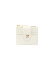 Petit portefeuille en cuir lisse à logo Pinko