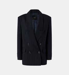 Blazer croisé à rayures en laine Pinko
