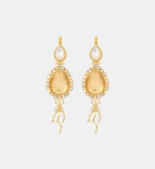 Boucles d'oreilles dormeuses goutte et perle Océane  doré à l'or fin - Oceane Satellite