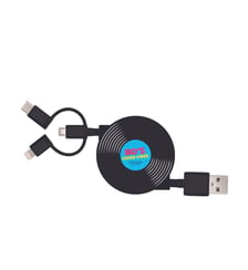Câble trio USB vers USB-C/Micro/Ligthning 1M Vinyl Yello Koko