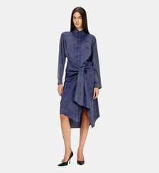 Robe-chemise midi en viscose effet denim Diesel