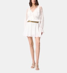 Robe courte à manches longues et détails en dentelle Pinko