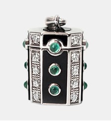 Collier Wish Box Luck Argent, Émail, Émeraudes & Diamants Statement