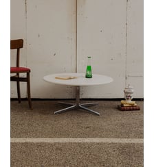 Table basse ronde blanche et chromée Donna N°1010- Produit chiné Debongout
