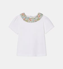 T-shirt col en tissu Liberty  - Coton biologique Cyrillus