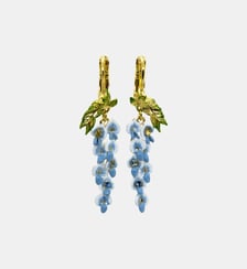 Boucles d'oreilles dormeuses fleurs de glycines et cristaux Les Néréides