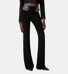 Pantalon avec roses bijou brodées Pinko