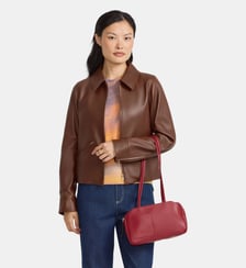 blouson Leslie en cuir d'agneau noir Agnès b.