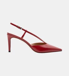 Neya - Slingback En Cuir Nappa Verni Souple Rouge Parallèle