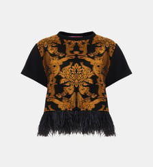 T-Shirt La Scala With Feathers Cherubs Fil Coupé M Black La DoubleJ