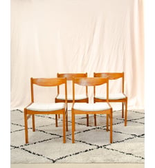 Lot de 4 chaises en pin et tissu Alma N°2139 - Produit chiné Debongout