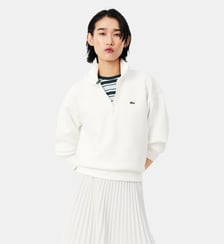 Sweatshirt col montant zippé en Piqué Lacoste