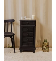 Semainier en bois noir et marbre gris Valery N°134- Produit chiné Debongout