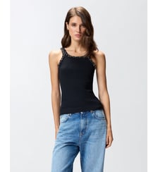 Top côtelé avec broderies bijoux Pinko