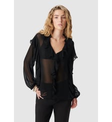 Blouse fluide à jabot et volants Ikks