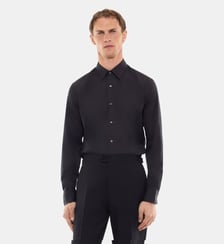 Chemise à col droit en twill de coton Fursac