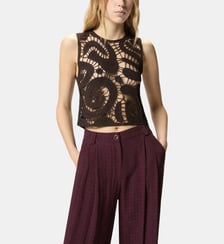 Top sans manches en crochet à motif géométrique Pinko