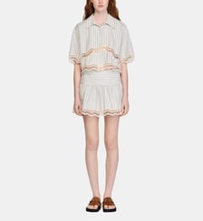 Jupe short à rayures en coton Sandro