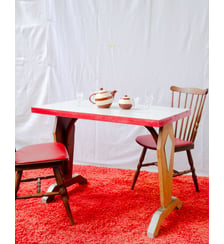 Table à manger bistro en formica et bois Denise N°1369 - Produit chiné Debongout
