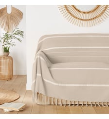 Plaid frangé rayé coton La Redoute Interieurs