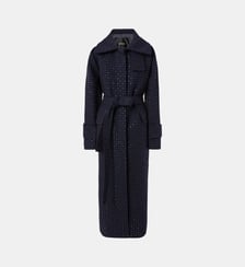 Manteau long en laine à strass all-over Pinko