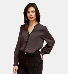 Blouse manches longues col v uni BOWEN La Petite Etoile