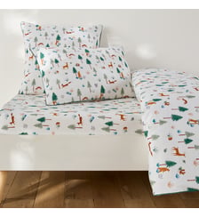 Drap-housse enfant, en flanelle, bonnet 25 cm, imprimé animaux La Redoute Interieurs