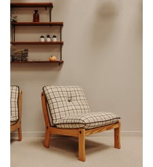 Fauteuil en bois et en tissu Jakob N°881- Produit chiné Debongout