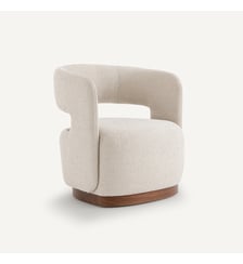 Fauteuil texturé pivotant base plaqué noyer Jesper AM.PM