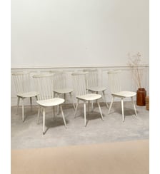 Lot de six chaises Baumann blanc crème Claude N°1391- Produit chiné Debongout
