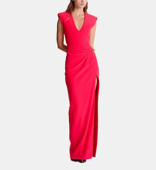 Robe longue bijou en crêpe avec détail bijou Balmain