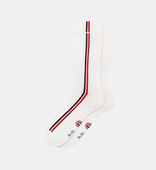 Chaussettes de sport mi-hautes rayées turquoise et vert menthe Le Slip Francais