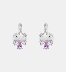 Boucles d'oreilles dormeuses argentées pensée et pierres roses Les Néréides