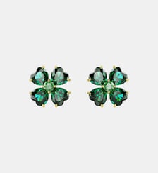 Clous d'oreilles Idyllia, Trèfle à quatre feuilles, Doré à l’or 18 carats (750/1000) Swarovski