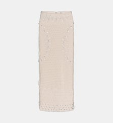 Jupe midi faite main en crochet Rabanne